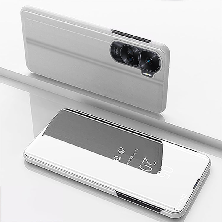 Plated Mirror Horizontal Flip Leather Phone Case with Holder, For Honor 90 Lite