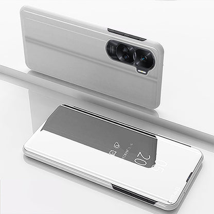 Plated Mirror Horizontal Flip Leather Phone Case with Holder, For Honor 90 Lite