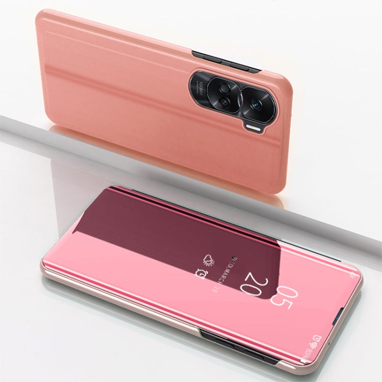 Plated Mirror Horizontal Flip Leather Phone Case with Holder, For Honor 90 Lite