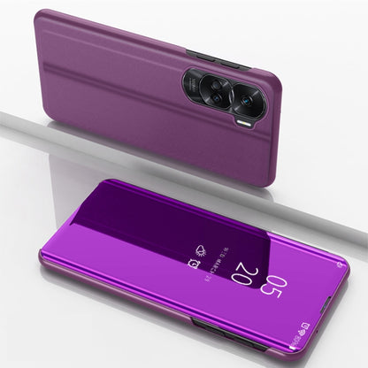 Plated Mirror Horizontal Flip Leather Phone Case with Holder, For Honor 90 Lite