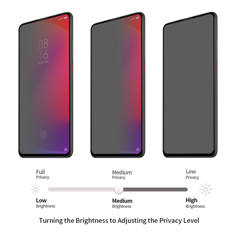 Privacy tempered glass screen protector with adjustable privacy brightness levels