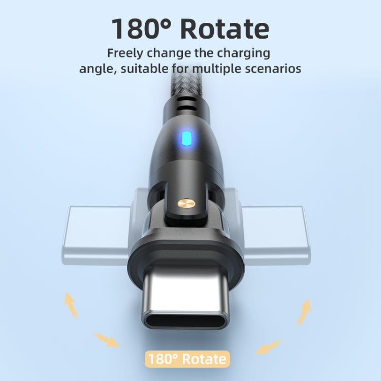 ENKAY 180 Degrees Rotating USB to Type-C 3A Fast Charging Data Cable with LED Light, 1m, 2m