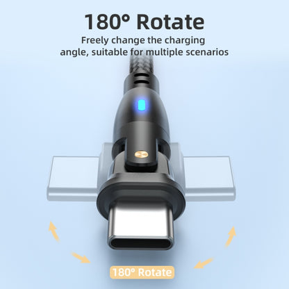 ENKAY 180 Degrees Rotating USB to Type-C 3A Fast Charging Data Cable with LED Light, 1m, 2m