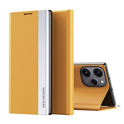 Yellow textured leather folio phone case with flip cover and built-in stand