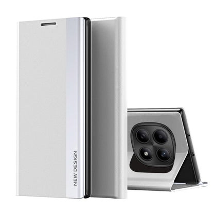 White leather folio phone case with flap and cutouts for camera and ports.