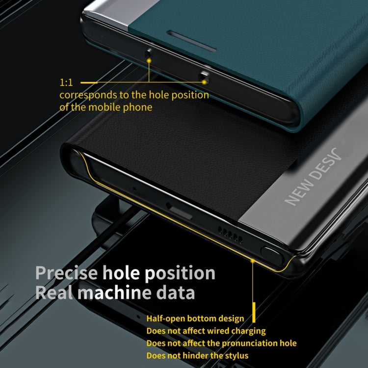 Teal leather phone case bottom with precise port openings and button cutout.