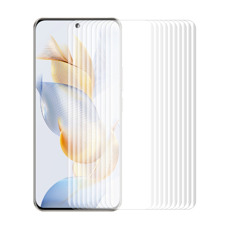 Curved PET screen protector film set with 10 strips for smartphone front