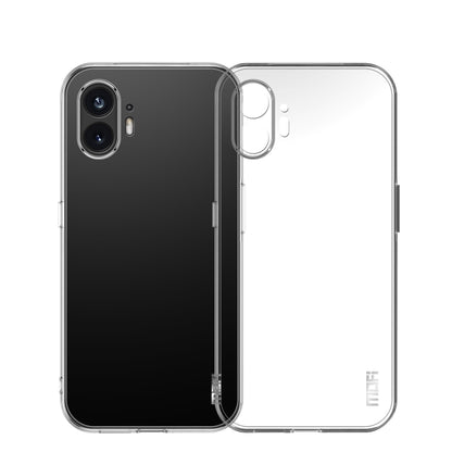 Transparent TPU phone case, slim fit with camera and port cutouts on dark phone
