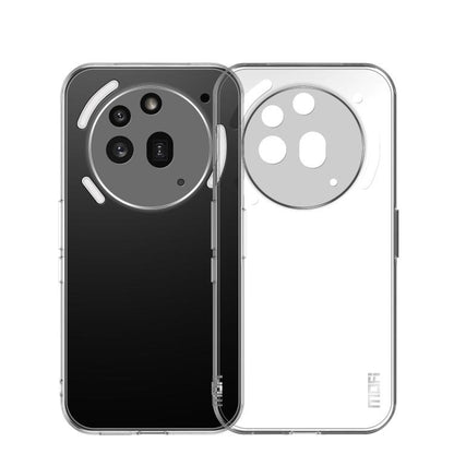 Transparent TPU phone case with camera lens cutouts and circular back opening