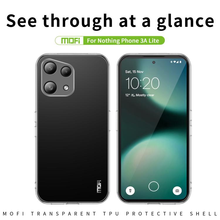 Transparent TPU protective phone case with camera openings for Nothing Phone 3a Lite