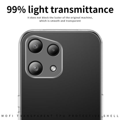Transparent TPU phone case with raised camera cover and lens cutouts