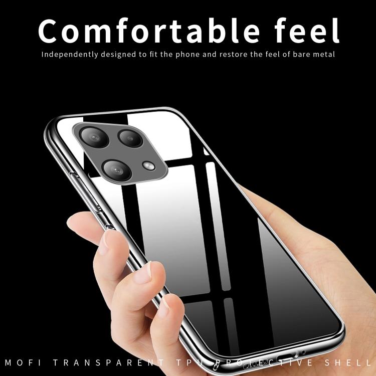 Transparent TPU phone case with raised camera protection and striped design