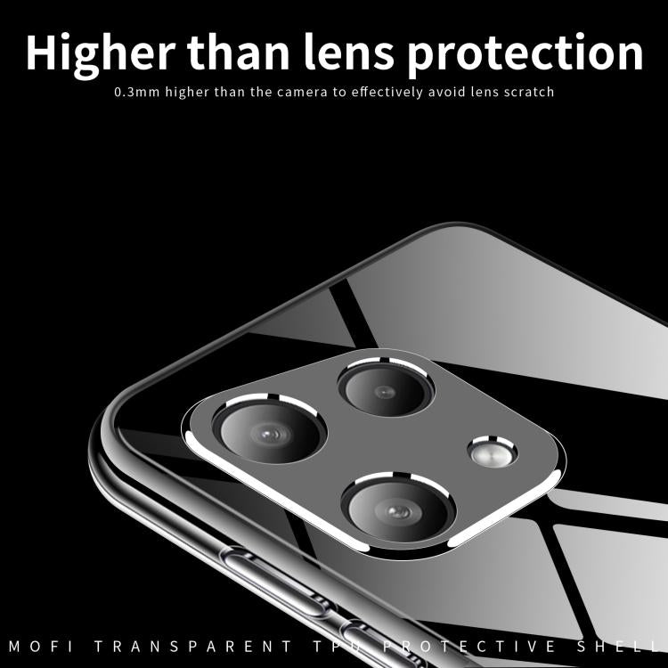 Clear TPU phone case with elevated camera area and lens cutouts