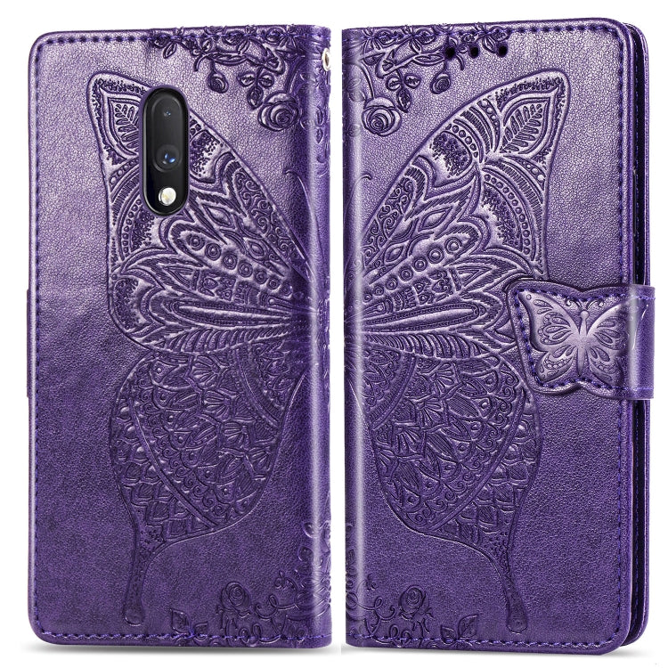 Butterfly Love Flowers Embossing Horizontal Flip Leather Case For One Plus 7  with Holder & Card Slots & Wallet & Lanyard, For OnePlus 7