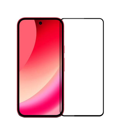 Tempered glass screen protector film overlay on a smartphone display, clear full screen