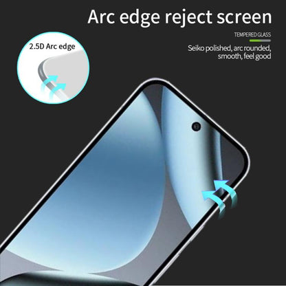 Tempered glass screen protector film with rounded arc edges for a smartphone