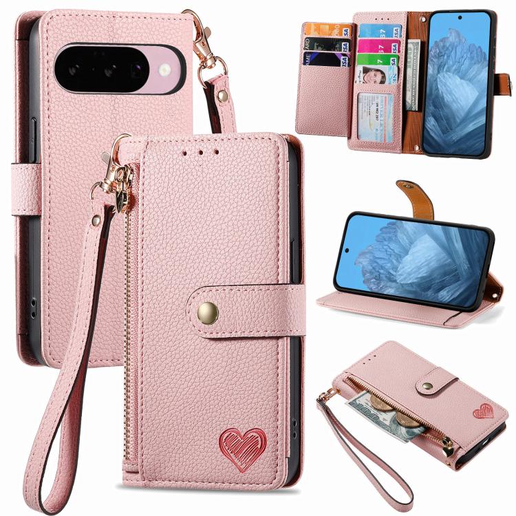 Love Zipper Lanyard Leather Phone Case, For Google Pixel 11 / 11 Pro, For Google Pixel 10 / 10 Pro