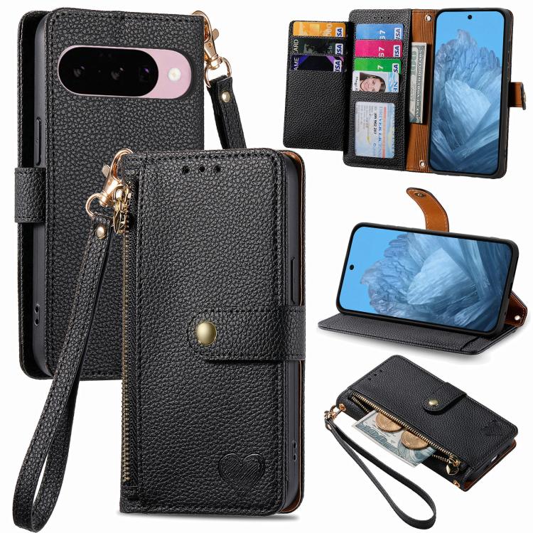 Love Zipper Lanyard Leather Phone Case, For Google Pixel 11 / 11 Pro, For Google Pixel 10 / 10 Pro