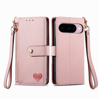 Love Zipper Lanyard Leather Phone Case, For Google Pixel 11 / 11 Pro, For Google Pixel 10 / 10 Pro