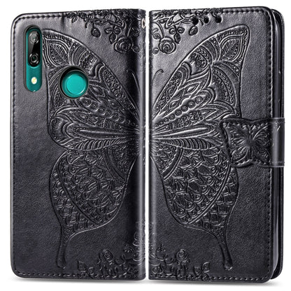 Butterfly Love Flowers Embossing Horizontal Flip Leather Case For Huawei P Smart Z with Holder & Card Slots & Wallet & Lanyard, Black, Blue, Gray, Light purple, Rose gold, Dark purple, Pink