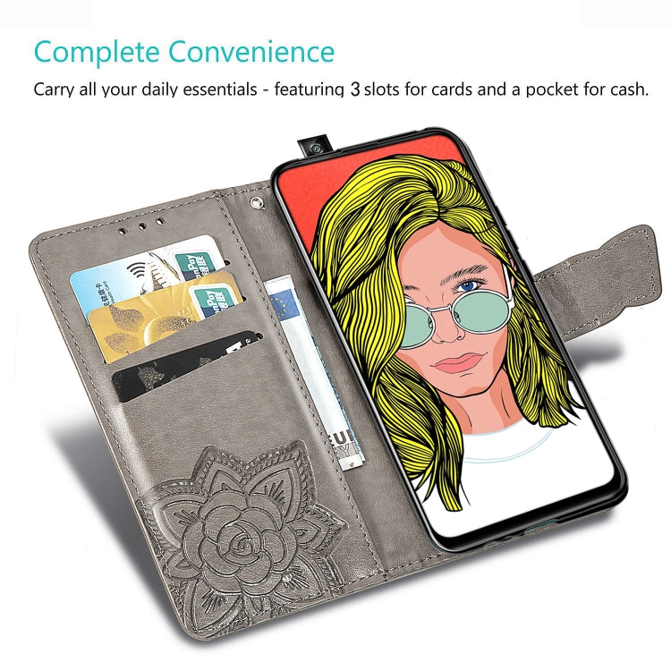 Butterfly Love Flowers Embossing Horizontal Flip Leather Case For Huawei P Smart Z with Holder & Card Slots & Wallet & Lanyard, Black, Blue, Gray, Light purple, Rose gold, Dark purple, Pink