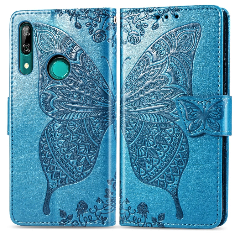 Butterfly Love Flowers Embossing Horizontal Flip Leather Case For Huawei P Smart Z with Holder & Card Slots & Wallet & Lanyard, Black, Blue, Gray, Light purple, Rose gold, Dark purple, Pink