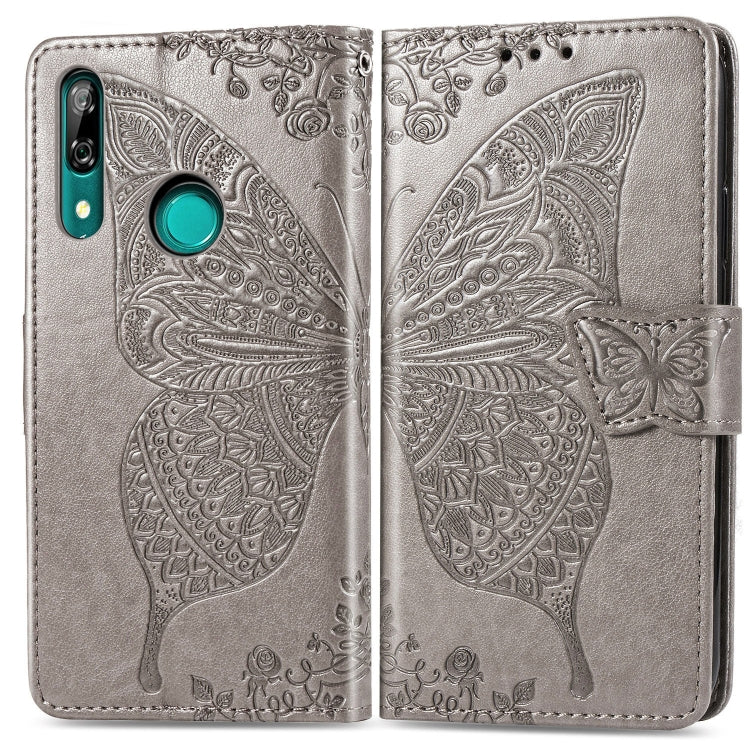 Butterfly Love Flowers Embossing Horizontal Flip Leather Case For Huawei P Smart Z with Holder & Card Slots & Wallet & Lanyard, Black, Blue, Gray, Light purple, Rose gold, Dark purple, Pink