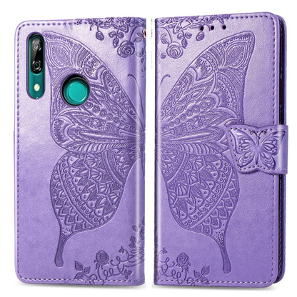 Butterfly Love Flowers Embossing Horizontal Flip Leather Case For Huawei P Smart Z with Holder & Card Slots & Wallet & Lanyard, Black, Blue, Gray, Light purple, Rose gold, Dark purple, Pink