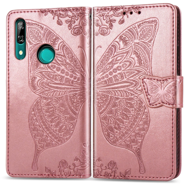 Butterfly Love Flowers Embossing Horizontal Flip Leather Case For Huawei P Smart Z with Holder & Card Slots & Wallet & Lanyard, Black, Blue, Gray, Light purple, Rose gold, Dark purple, Pink