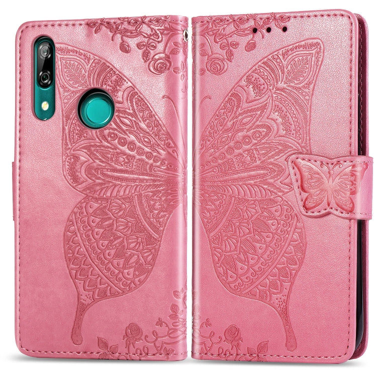 Butterfly Love Flowers Embossing Horizontal Flip Leather Case For Huawei P Smart Z with Holder & Card Slots & Wallet & Lanyard, Black, Blue, Gray, Light purple, Rose gold, Dark purple, Pink