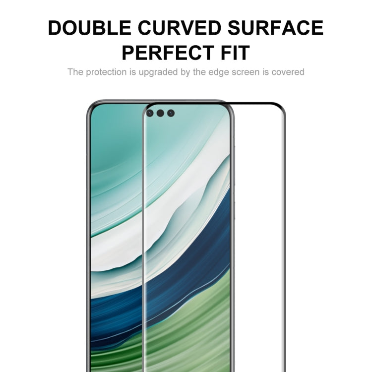 Curved edge tempered glass screen protector film showing full-screen fit for Huawei Mate 60 Pro
