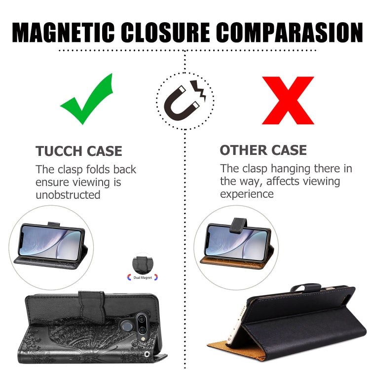 Butterfly Love Flowers Embossing Horizontal Flip Leather Case for LG K50 , with Holder & Card Slots & Wallet & Lanyard, For LG K50, LG K50