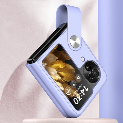 Hand Strap Plain Leather Phone Case, For OPPO  Find N3 Flip