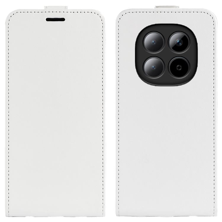 White textured flip leather phone case with camera and speaker cutouts