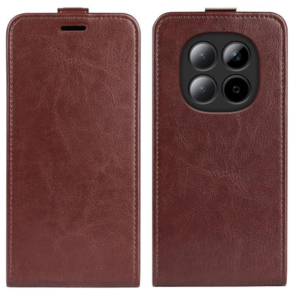 Brown textured flip leather phone case with camera and speaker cutouts