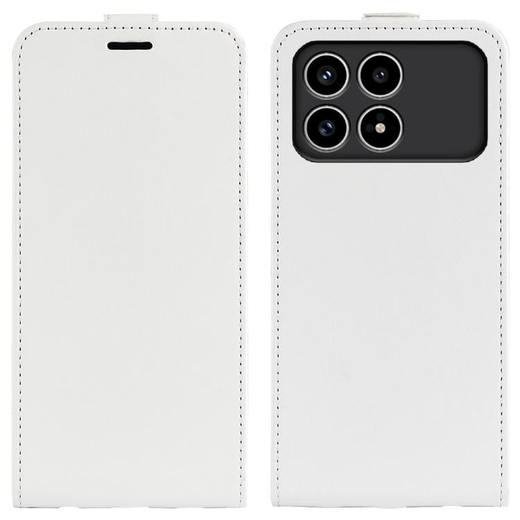 White textured flip leather phone case with camera lens cutouts