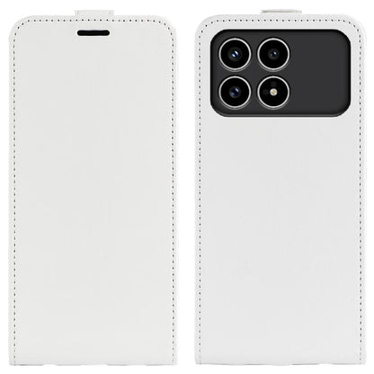 White textured flip leather phone case with camera lens cutouts