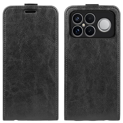 Black textured flip leather phone case with camera lens cutouts