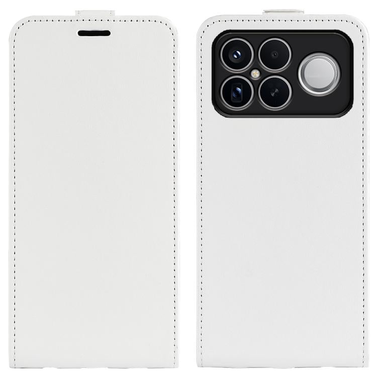 White textured flip leather phone case with camera lens cutouts