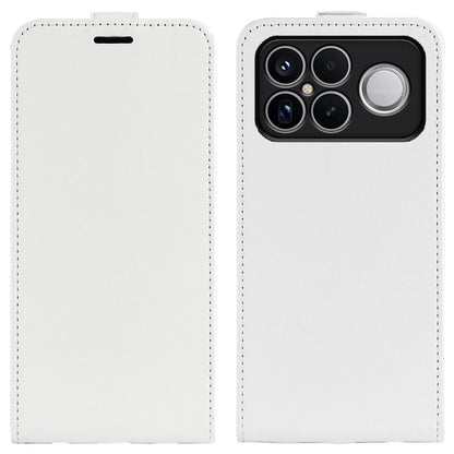 White textured flip leather phone case with camera lens cutouts