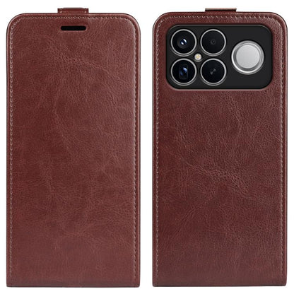 Brown textured flip leather phone case with camera lens cutouts