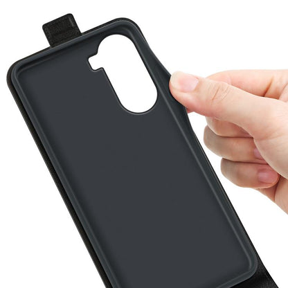 Black leather phone back cover with camera cutout and hand grip opening