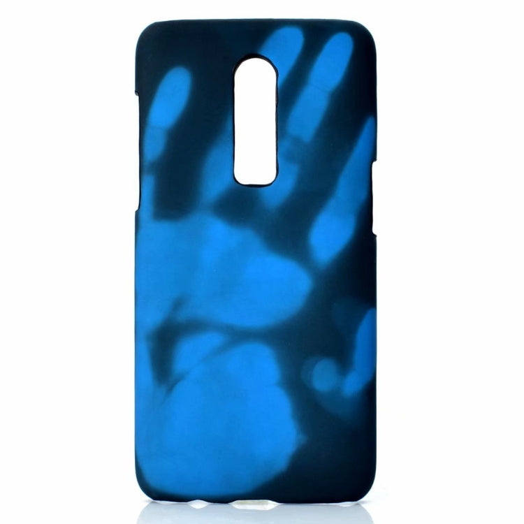 Blue thermal sensor discoloration phone case with camera cutout for OnePlus 6