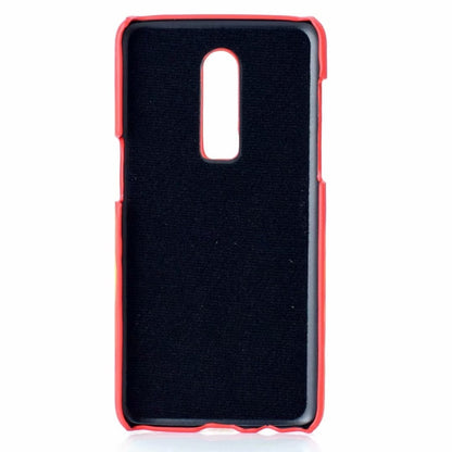 Black phone case with red trim and camera cutout for OnePlus 6 thermal sensor