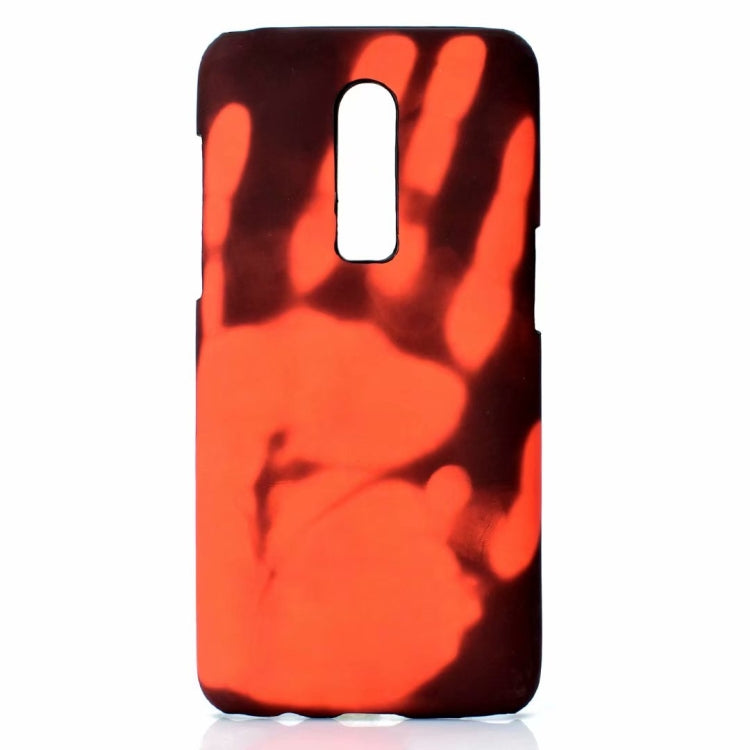Red thermal sensor discoloration phone case with camera cutout for OnePlus 6