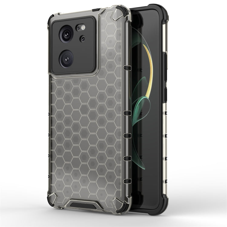Rugged shockproof phone case with honeycomb pattern, black, dual-layer protection