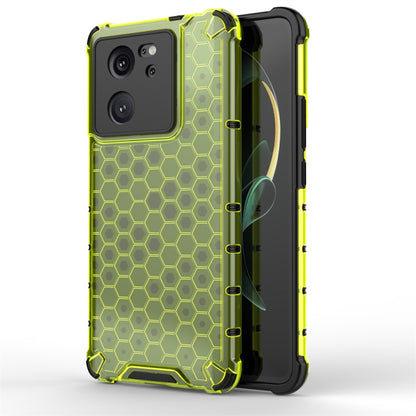 Rugged shockproof phone case with honeycomb pattern, green, dual-layer protection