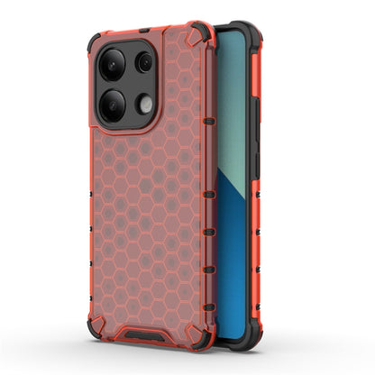 Rugged shockproof phone case with honeycomb pattern, orange, side profile view