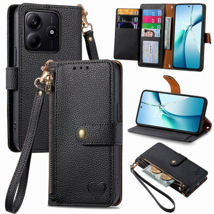 Black leather phone case with zipper and wrist strap; card slots with magnetic flap cover
