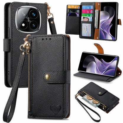 Black leather phone case with wrist strap and zipper pocket, with card slots